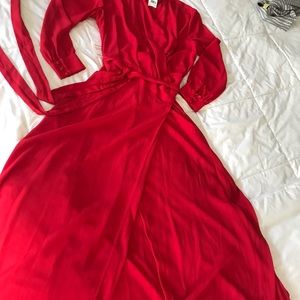 Red wrap dress